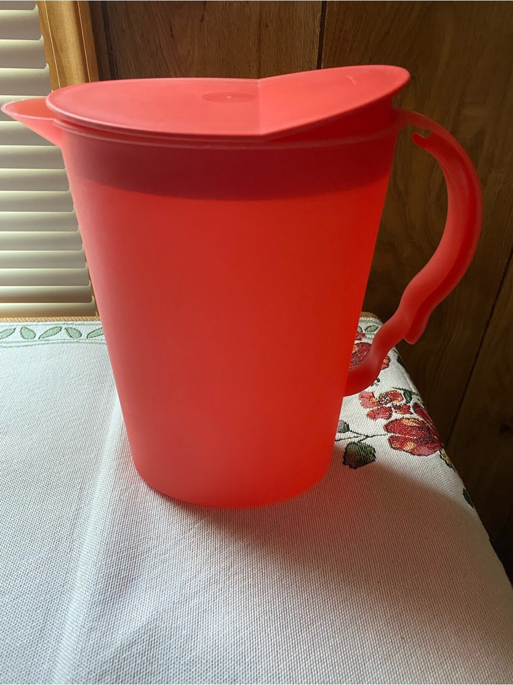 Vintage Tupperware Red Plastic Pitcher with Lid